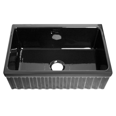 Whitehaus Rvrsbl Sink W/ A Fluted Front Apron And 2.5" Lip On One Side And 2" Li WHQ330-BLACK
